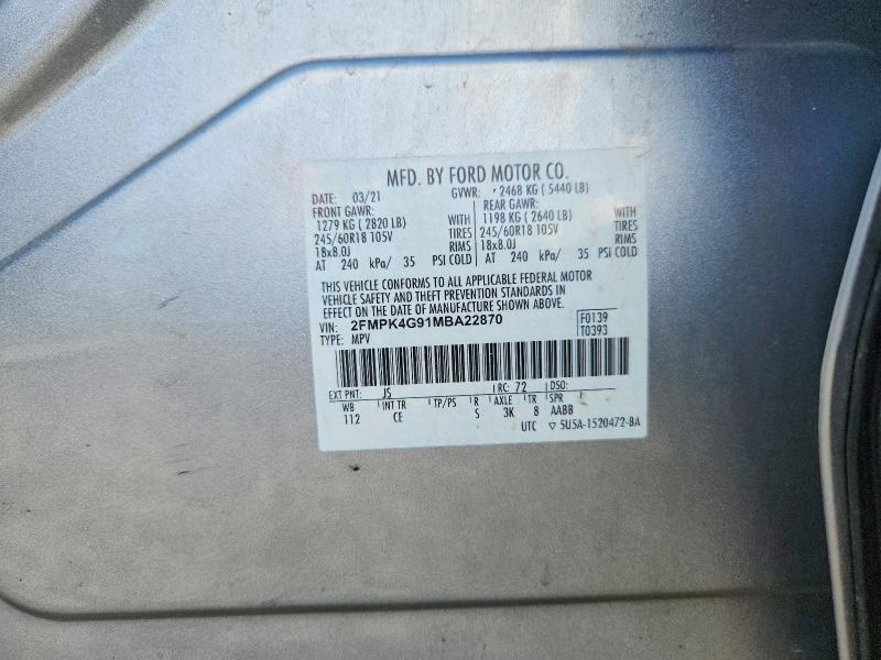 2021 Ford Edge მანქანა იყიდება აუქციონზე, vin: 2FMPK4G91MBA22870, აუქციონის ნომერი: 52614306