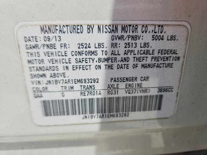 Aukcja sprzedaży 2014 Infiniti Q50, vin: JN1BV7AR1EM693292, numer aukcji: 53881296