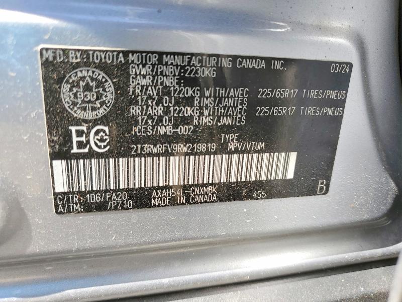 Aukcja sprzedaży 2024 Toyota Rav4 Hybrid, vin: 2T3RWRFV9RW219819, numer aukcji: 54432326