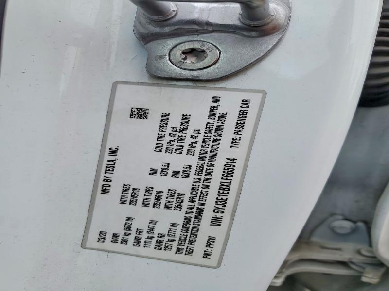 54318346 :رقم المزاد ، 5YJ3E1EBXLF665914 vin ، 2020 Tesla Model 3 مزاد بيع