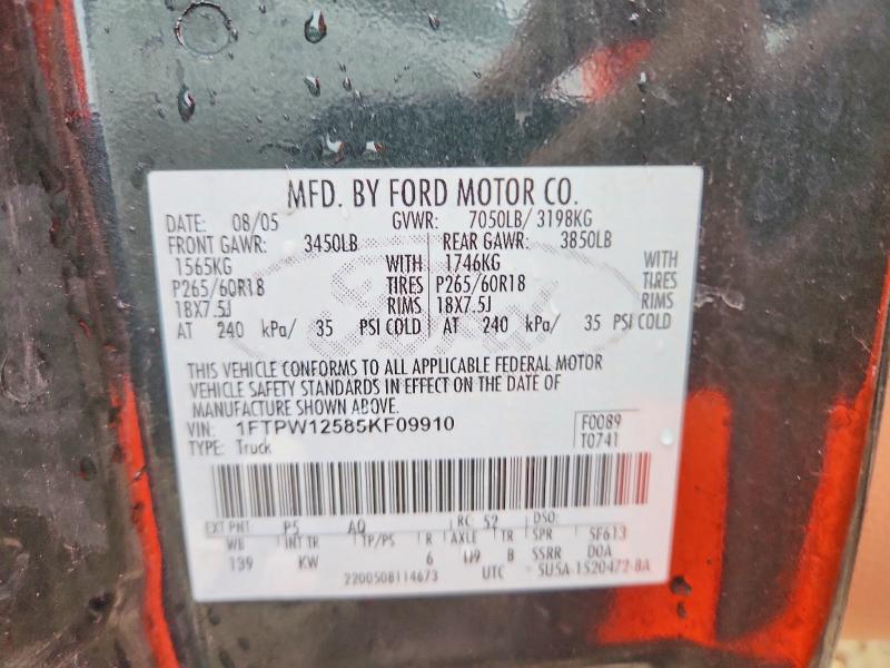 Aukcja sprzedaży 2005 Ford F150, vin: 1FTPW12585KF09910, numer aukcji: 52953516