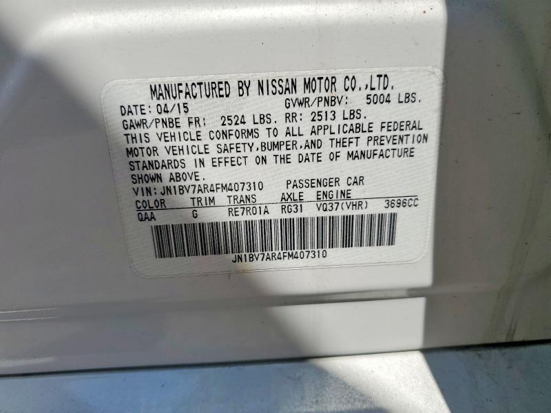 Aukcja sprzedaży 2015 Infiniti Q50, vin: JN1BV7AR4FM407310, numer aukcji: 53779316