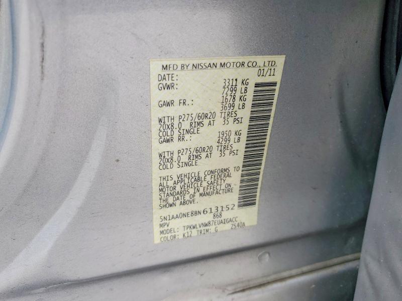 Продаж на аукціоні авто 2011 Nissan Armada, vin: 5N1AA0NE8BN613152, номер лоту: 54808266
