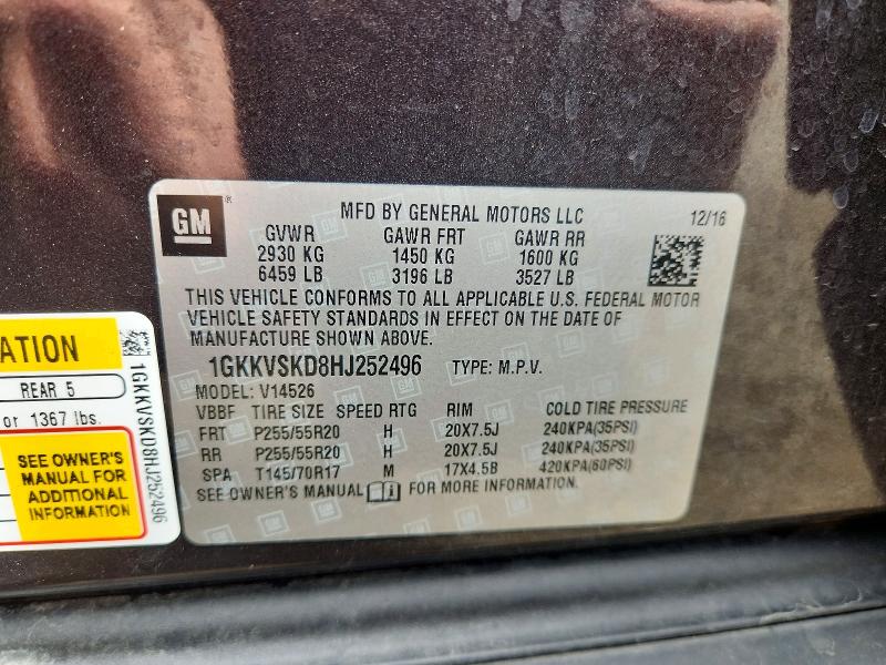 Aukcja sprzedaży 2017 Gmc Acadia Limited, vin: 1GKKVSKD8HJ252496, numer aukcji: 53892846