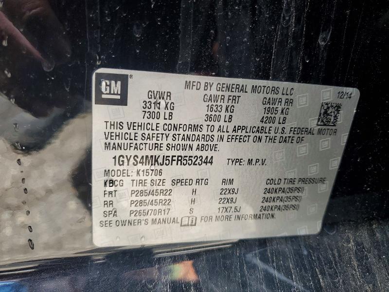 Продаж на аукціоні авто 2015 Cadillac Escalade, vin: 1GYS4MKJ5FR552344, номер лоту: 54544166