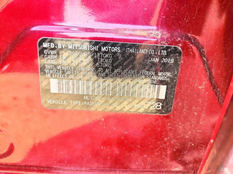 Aukcja sprzedaży 2019 Mitsubishi Mirage, vin: ML32A3HJ9KH009324, numer aukcji: 54802806