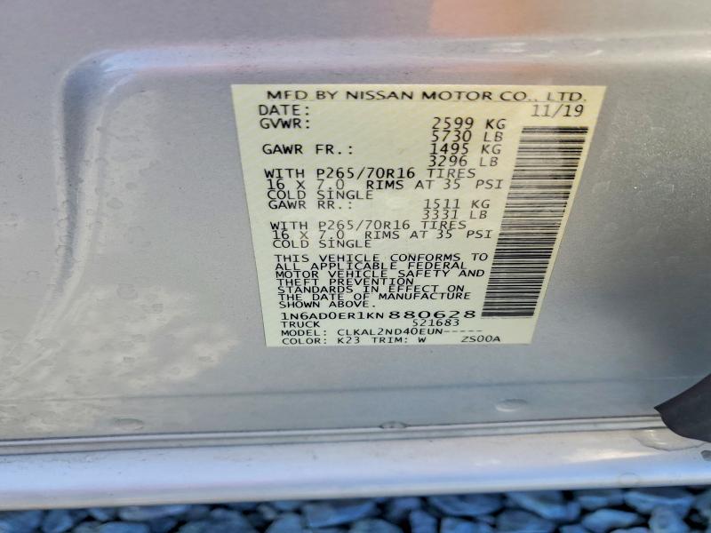 Aukcja sprzedaży 2019 Nissan Frontier, vin: 1N6AD0ER1KN880628, numer aukcji: 53045126