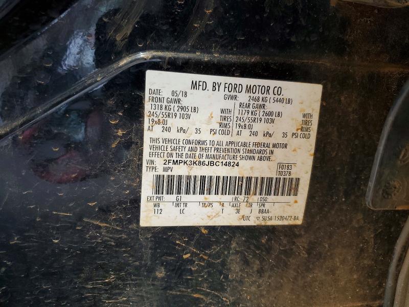 Auction sale of the 2018 Ford Edge, vin: 2FMPK3K86JBC14824, lot number: 51953356