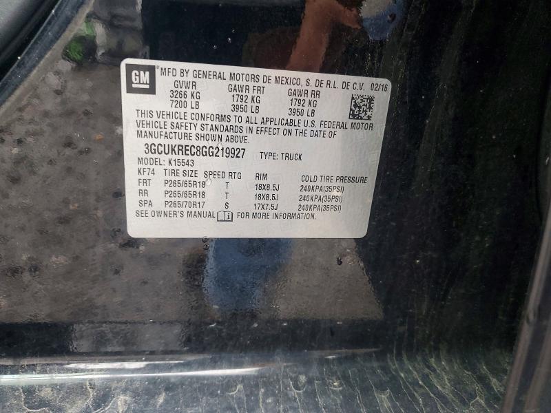 Aukcja sprzedaży 2016 Chevrolet Silverado, vin: 3GCUKREC8GG219927, numer aukcji: 54698576