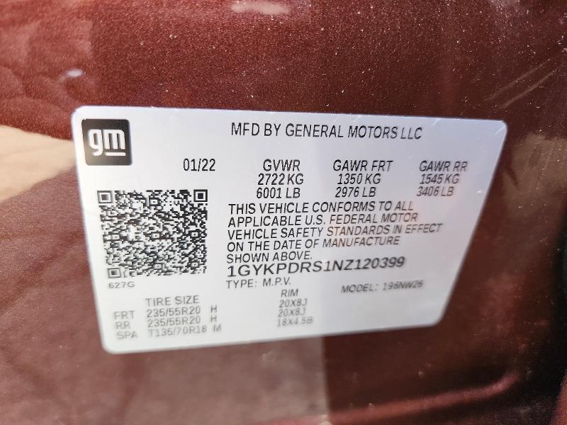 Aukcja sprzedaży 2022 Cadillac Xt6, vin: 1GYKPDRS1NZ120399, numer aukcji: 54231316