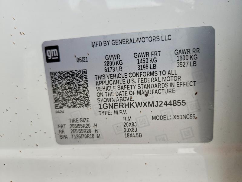 54141336 :رقم المزاد ، 1GNERHKWXMJ244855 vin ، 2021 Chevrolet Traverse مزاد بيع