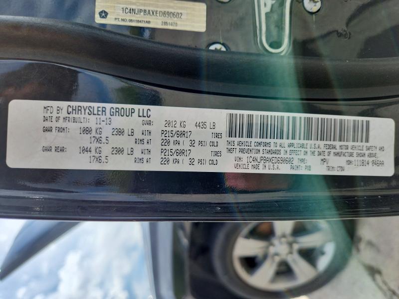 Продажа на аукционе авто 2014 Jeep Patriot, vin: 1C4NJPBAXED690602, номер лота: 54811986
