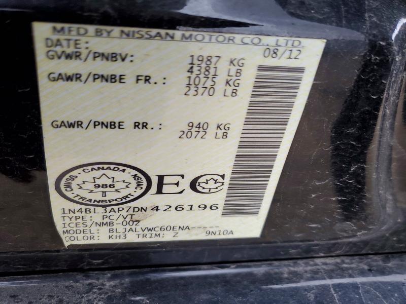 2013 Nissan Altima მანქანა იყიდება აუქციონზე, vin: 1N4BL3AP7DN426196, აუქციონის ნომერი: 51690786