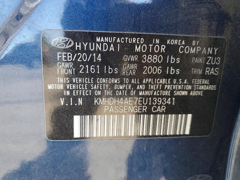 Aukcja sprzedaży 2014 Hyundai Elantra, vin: KMHDH4AE7EU139341, numer aukcji: 53937196