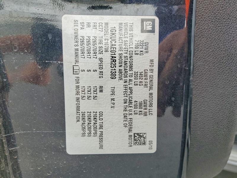 Aukcja sprzedaży 2010 Gmc Yukon, vin: 1GKUCAE01AR251389, numer aukcji: 55109356