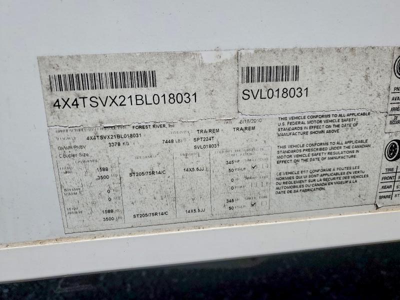 2011 Surveyor Sport 240r მანქანა იყიდება აუქციონზე, vin: 4X4TSVX21BL018031, აუქციონის ნომერი: 53447986