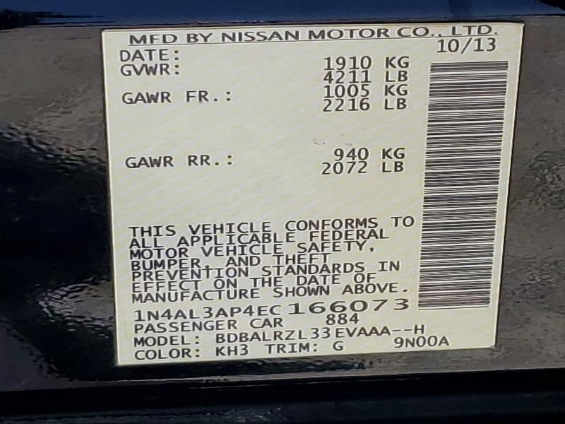 Продажа на аукционе авто 2014 Nissan Altima, vin: 1N4AL3AP4EC166073, номер лота: 54799766
