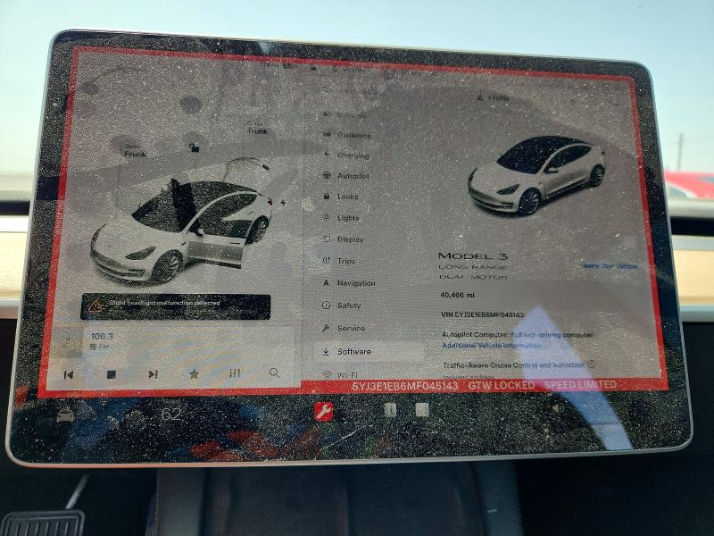 Продажа на аукционе авто 2021 Tesla Model 3, vin: 5YJ3E1EB6MF045143, номер лота: 53125596