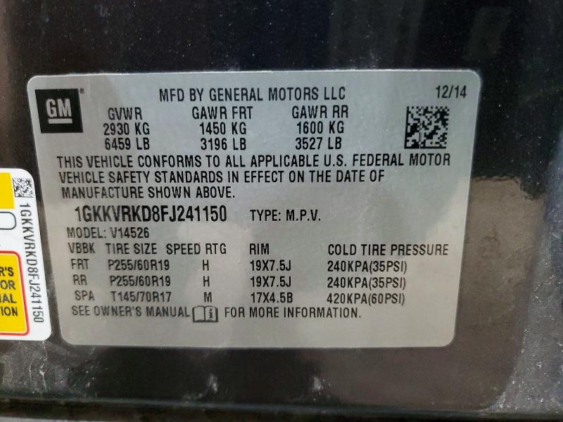 Продажа на аукционе авто 2015 Gmc Acadia, vin: 1GKKVRKD8FJ241150, номер лота: 54467106