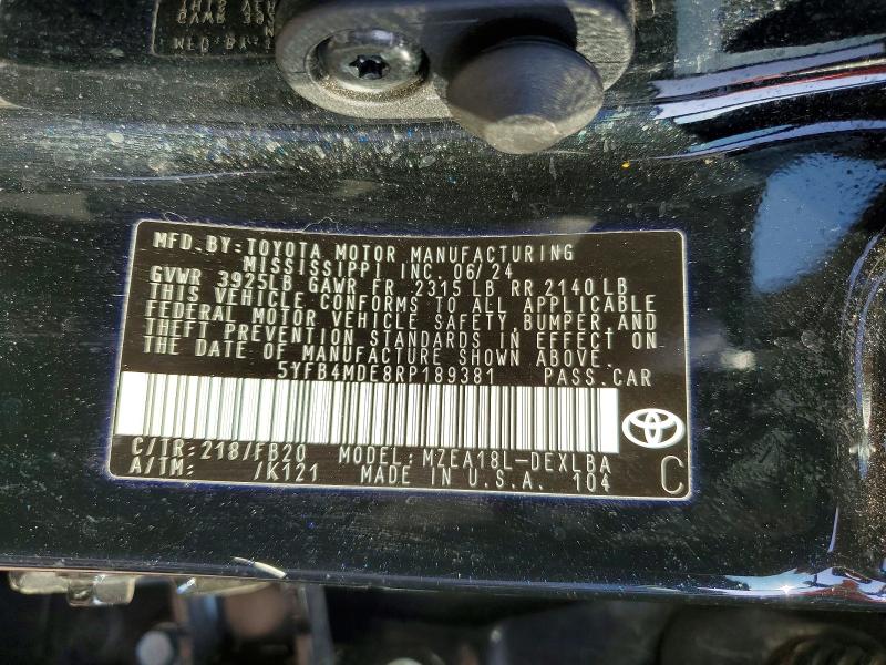 54127576 :رقم المزاد ، 5YFB4MDE8RP189381 vin ، 2024 Toyota Corolla مزاد بيع