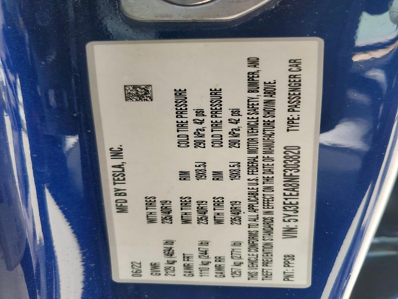Aukcja sprzedaży 2022 Tesla Model 3, vin: 5YJ3E1EA8NF303820, numer aukcji: 52080156