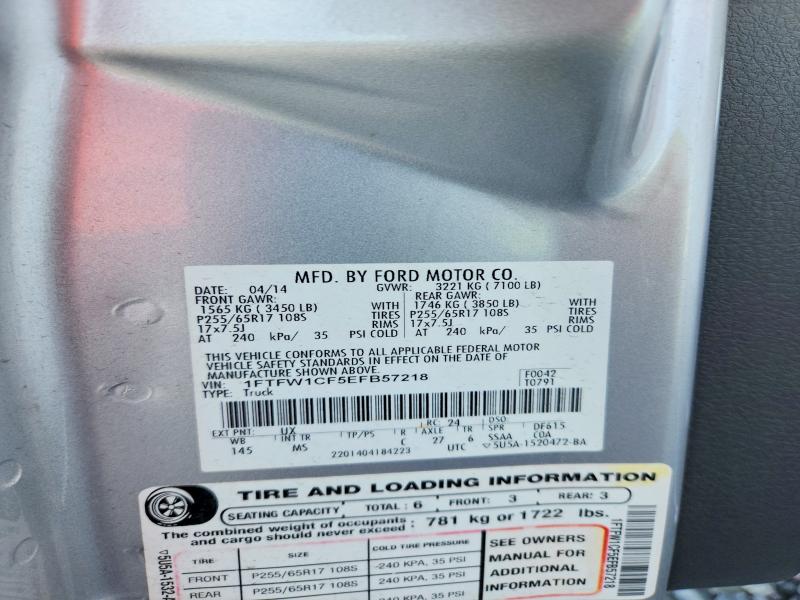 Aukcja sprzedaży 2014 Ford F150, vin: 1FTFW1CF5EFB57218, numer aukcji: 48817986
