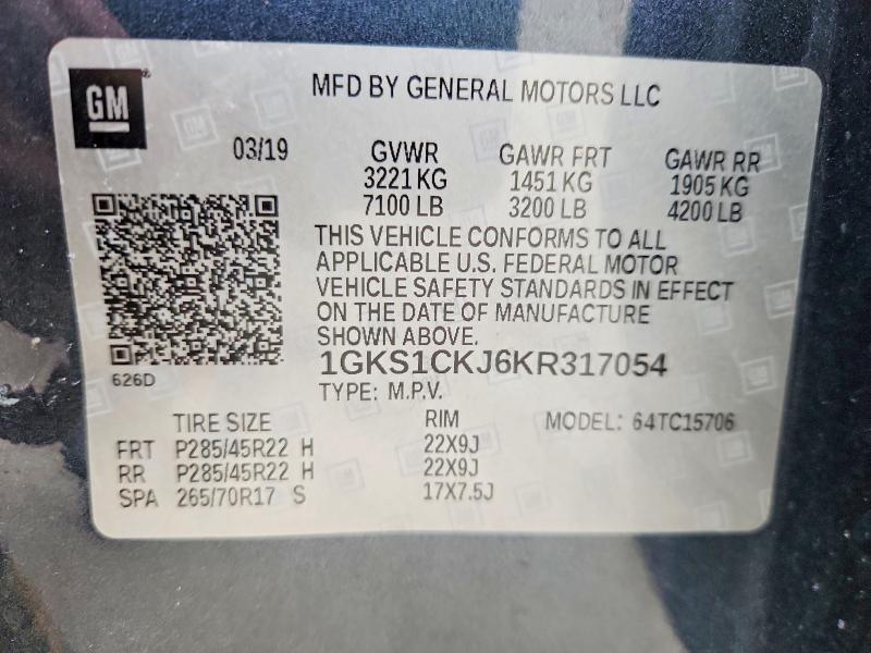 2019 Gmc Yukon მანქანა იყიდება აუქციონზე, vin: 1GKS1CKJ6KR317054, აუქციონის ნომერი: 51096816