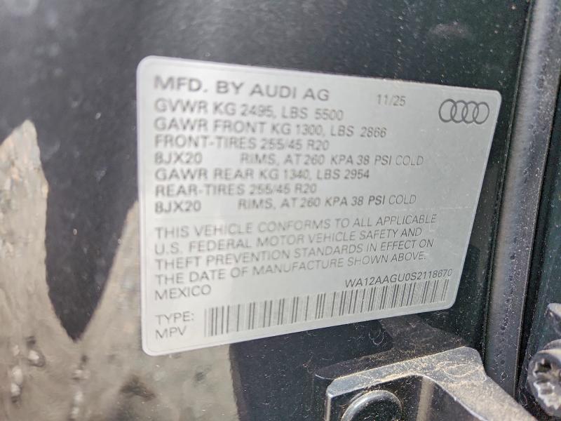 Aukcja sprzedaży 2025 Audi Q5, vin: WA12AAGU0S2118670, numer aukcji: 54237096