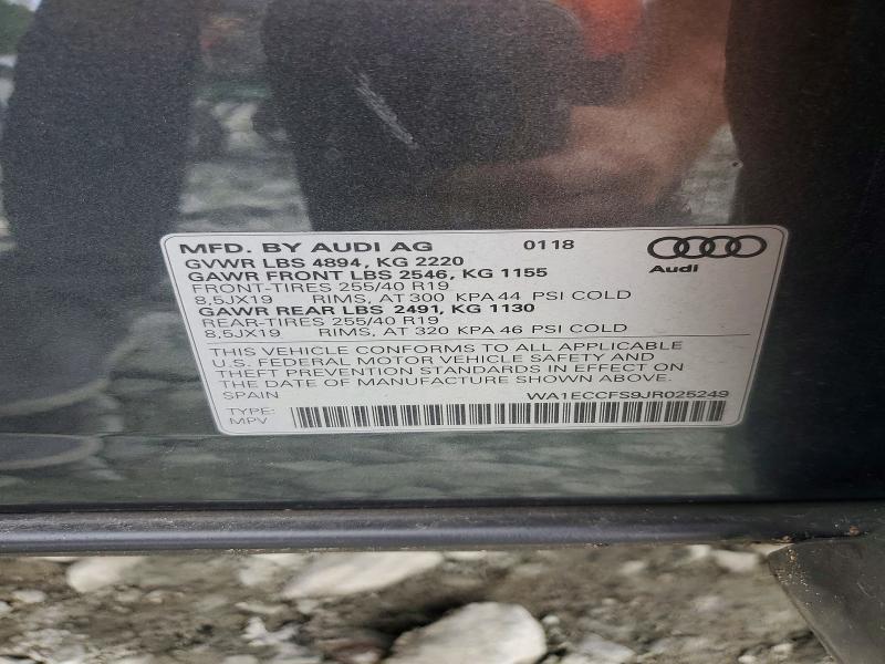 Aukcja sprzedaży 2018 Audi Q3, vin: WA1ECCFS9JR025249, numer aukcji: 55195306