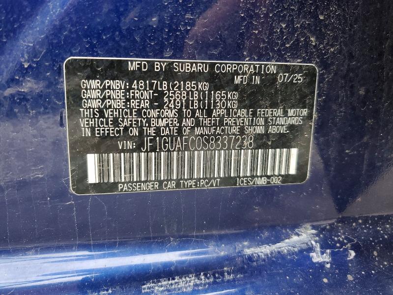 Продаж на аукціоні авто 2025 Subaru Impreza, vin: JF1GUAFC0S8337238, номер лоту: 53425056