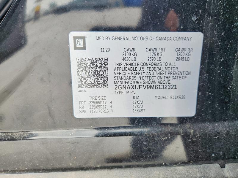 Продаж на аукціоні авто 2021 Chevrolet Equinox, vin: 2GNAXUEV9M6132321, номер лоту: 54124826