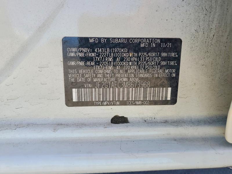 Продаж на аукціоні авто 2021 Subaru Crosstrek, vin: JF2GTAEC3M8673968, номер лоту: 53898966