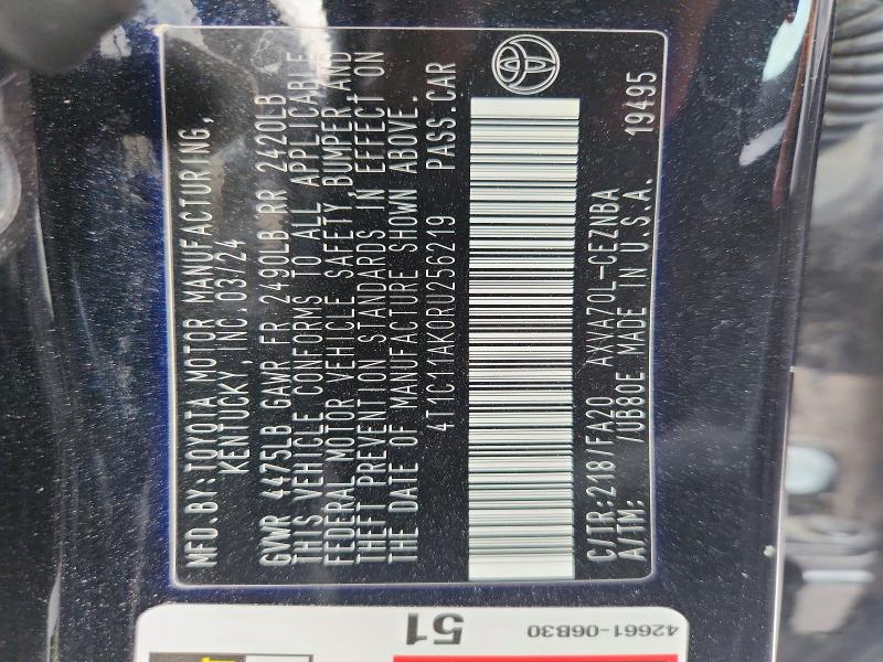 Продаж на аукціоні авто 2024 Toyota Camry, vin: 4T1C11AK0RU256219, номер лоту: 55187416