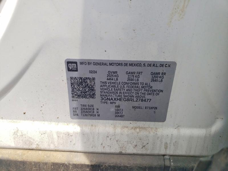 52005956 :رقم المزاد ، 3GNAXHEG8RL278477 vin ، 2024 Chevrolet Equinox مزاد بيع