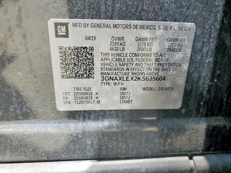 Aukcja sprzedaży 2019 Chevrolet Equinox, vin: 3GNAXLEX2KS635604, numer aukcji: 53974216