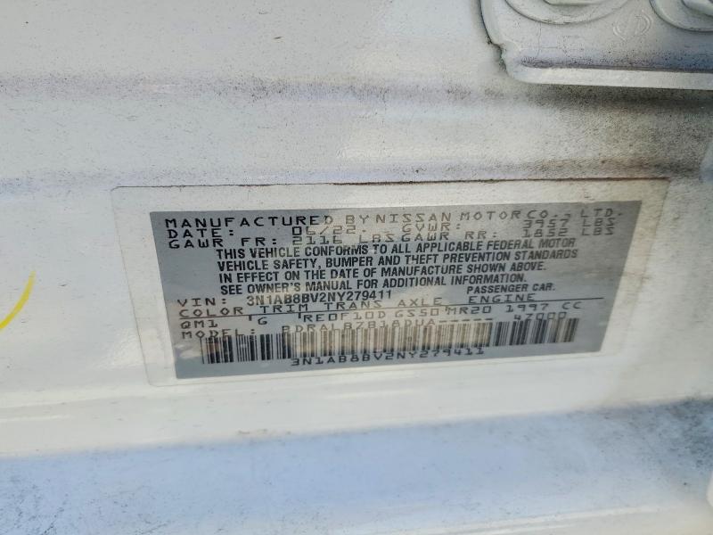 2022 Nissan Sentra მანქანა იყიდება აუქციონზე, vin: 3N1AB8BV2NY279411, აუქციონის ნომერი: 52266566