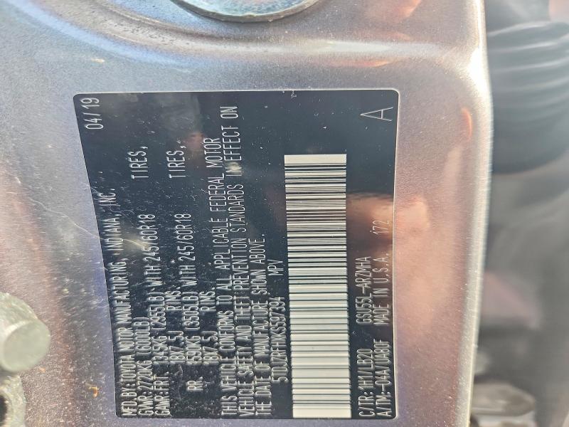 2019 Toyota Highlander მანქანა იყიდება აუქციონზე, vin: 5TDJZRFHXKS597394, აუქციონის ნომერი: 54829976