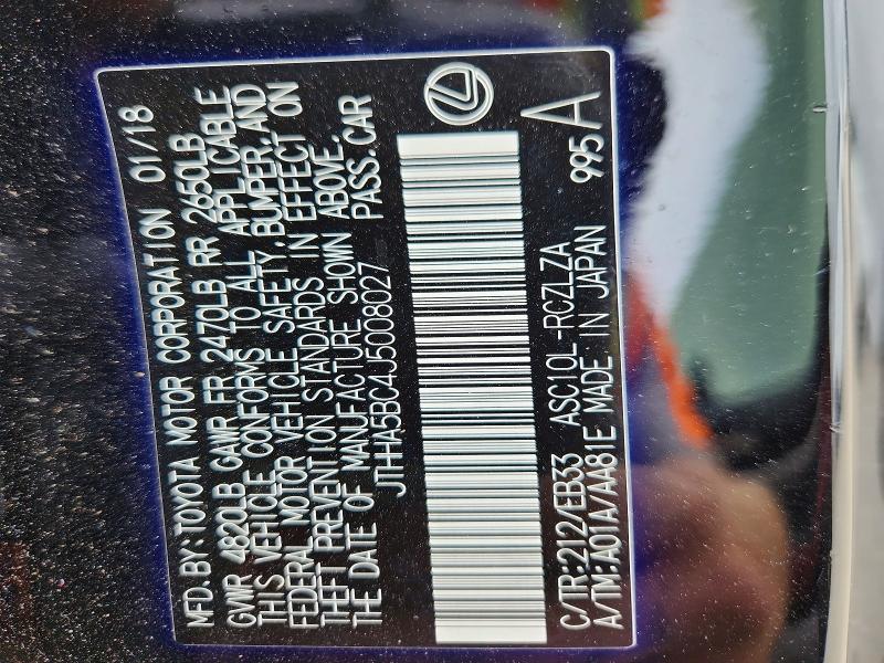 Продажа на аукционе авто 2018 Lexus Rc, vin: JTHHA5BC4J5008027, номер лота: 52364416