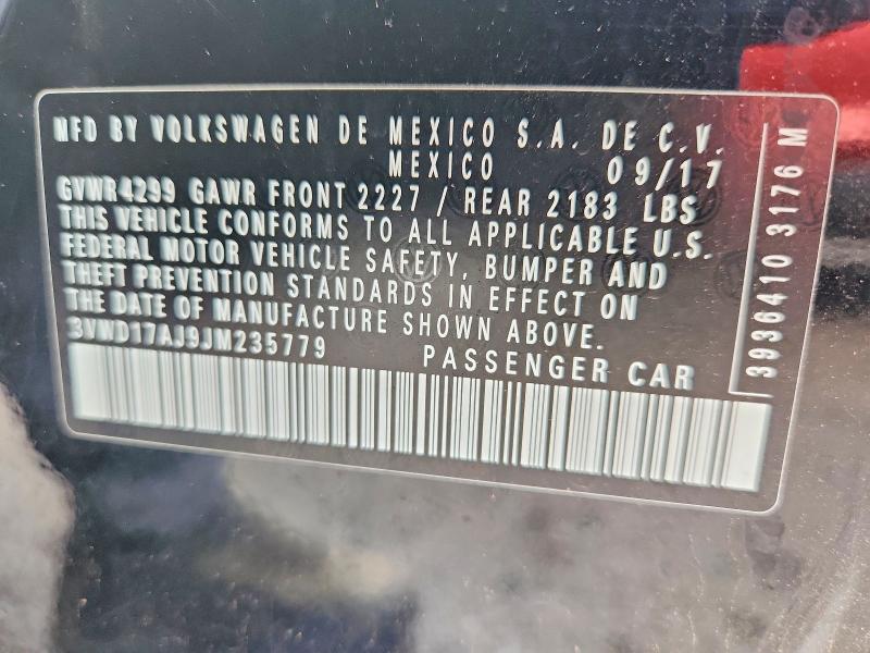 53508496 :رقم المزاد ، 3VWD17AJ9JM235779 vin ، 2018 Volkswagen Jetta مزاد بيع
