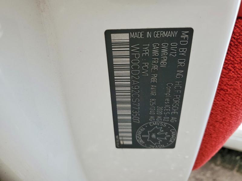 53183926 :رقم المزاد ، WP0CD2A92CS773507 vin ، 2012 Porsche 911 مزاد بيع