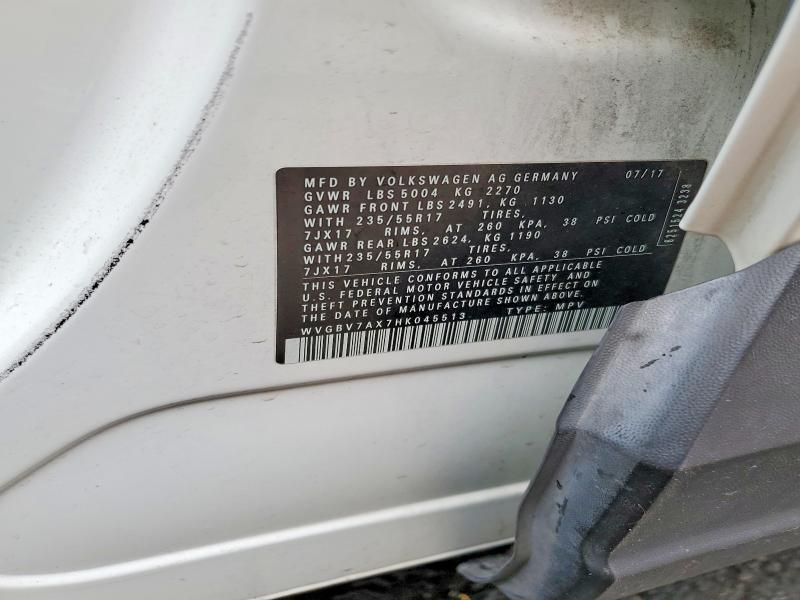 Продаж на аукціоні авто 2017 Volkswagen Tiguan, vin: WVGBV7AX7HK045513, номер лоту: 52253156