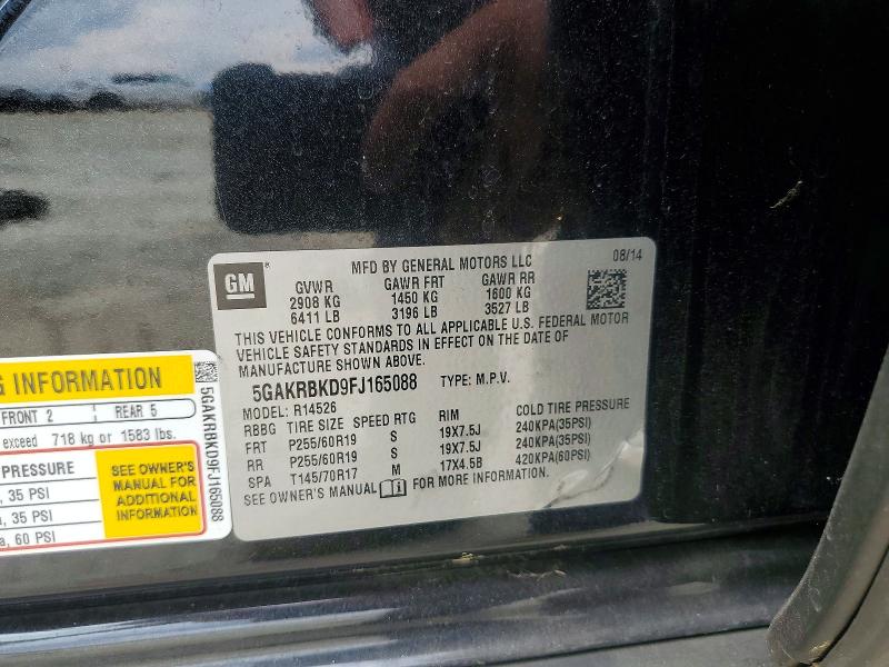 Продажа на аукционе авто 2015 Buick Enclave, vin: 5GAKRBKD9FJ165088, номер лота: 52241076
