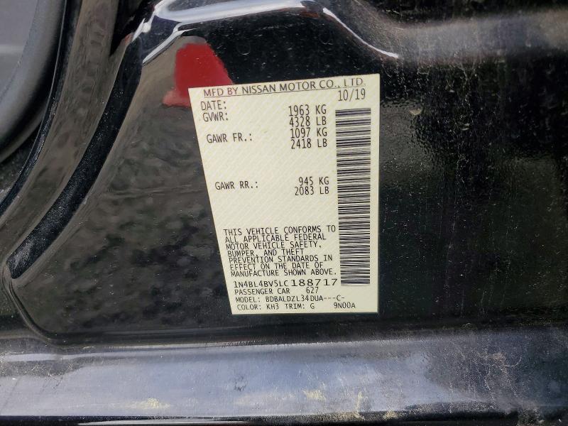 Aukcja sprzedaży 2020 Nissan Altima, vin: 1N4BL4BV5LC188717, numer aukcji: 54080806