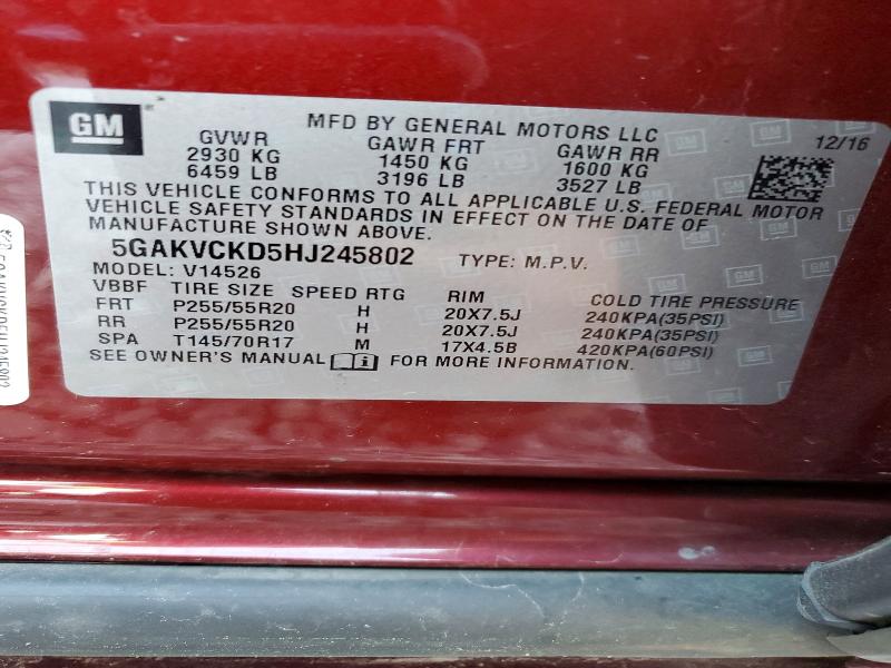 Продажа на аукционе авто 2017 Buick Enclave, vin: 5GAKVCKD5HJ245802, номер лота: 52877756