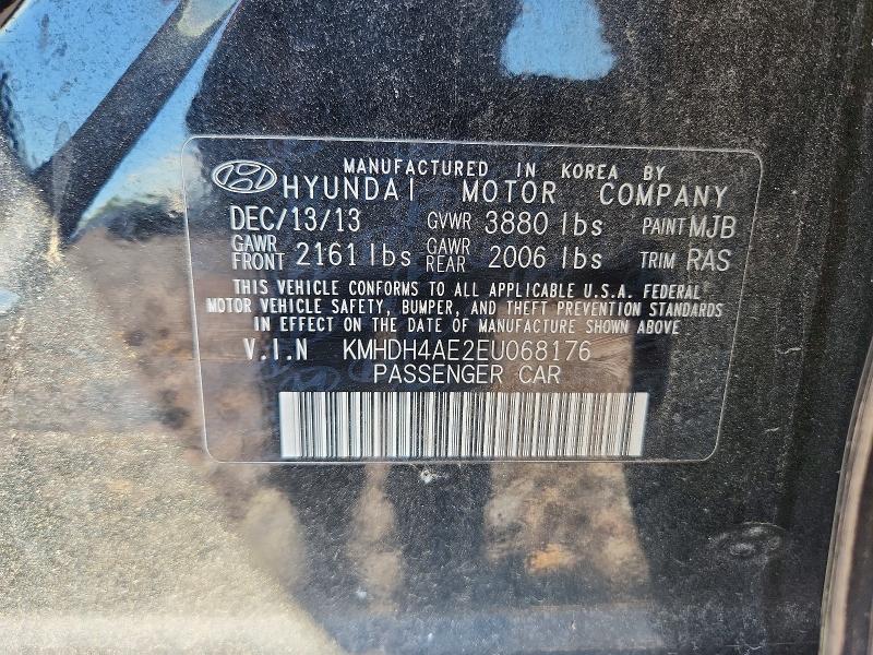Продаж на аукціоні авто 2014 Hyundai Elantra, vin: KMHDH4AE2EU068176, номер лоту: 52820416