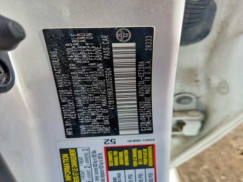 54776926 :رقم المزاد ، 4T1B11HK8JU057604 vin ، 2018 Toyota Camry مزاد بيع