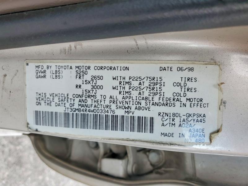 55008616 :رقم المزاد ، JT3GM84R4W0033476 vin ، 1998 Toyota 4runner مزاد بيع