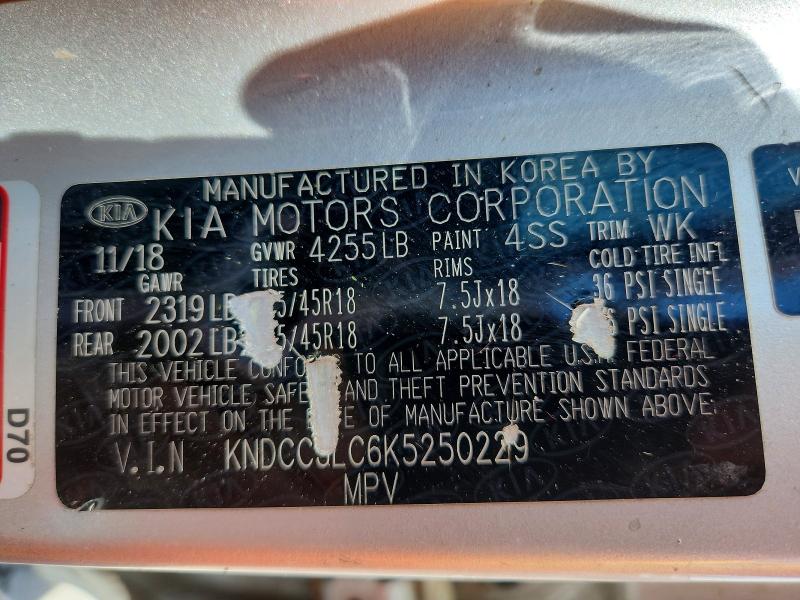 54615946 :رقم المزاد ، KNDCC3LC6K5250229 vin ، 2019 Kia Niro مزاد بيع