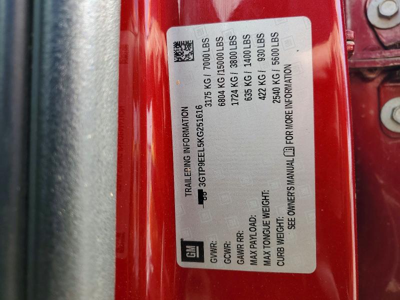 2019 Gmc Sierra მანქანა იყიდება აუქციონზე, vin: 3GTP9EEL5KG251616, აუქციონის ნომერი: 52509676