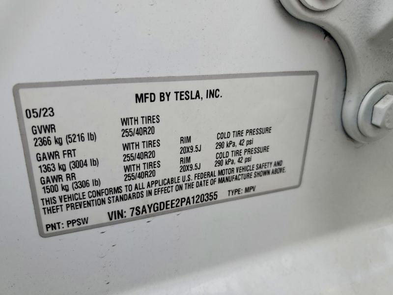 Продажа на аукционе авто 2023 Tesla Model Y, vin: 7SAYGDEE2PA120355, номер лота: 53544306